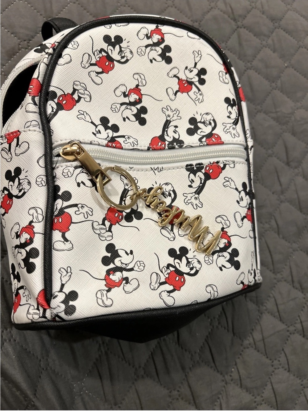 Disney all over Mickey Print Mini Backpack with Gold Accent